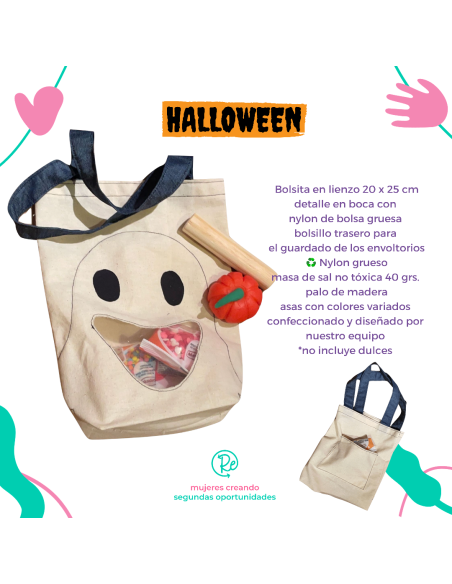 Bolsa Halloween fantasma con masa de sal - 1