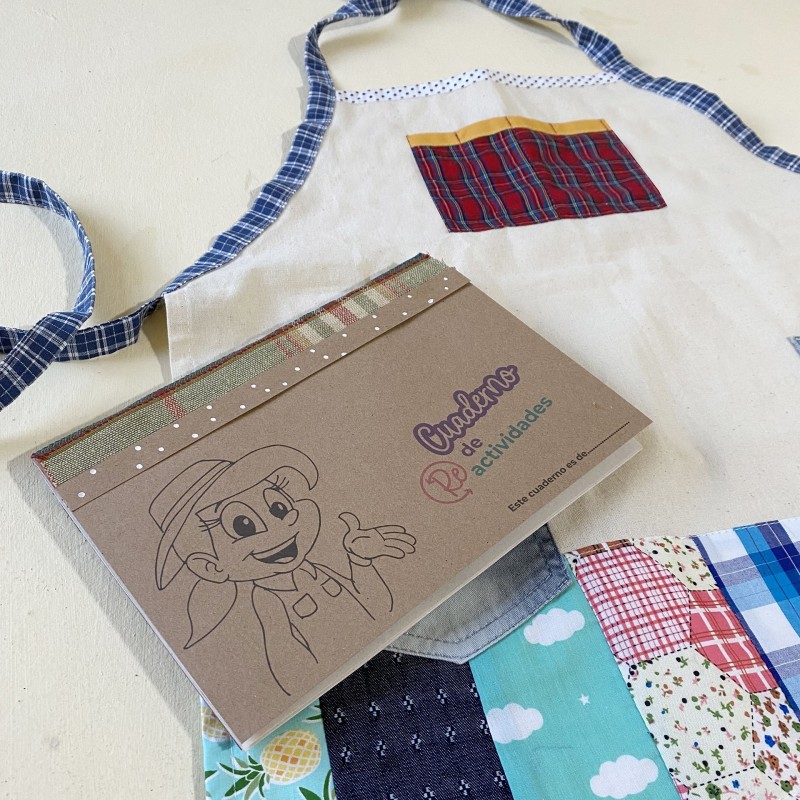 DELANTAL PATCHWORK personalizado + manguitos + cuaderno de actividades - 3