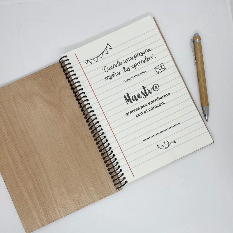 KIT MAESTRA CUADERNO MADERA