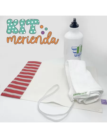 KIT MERIENDA botella mantel toalla escolar