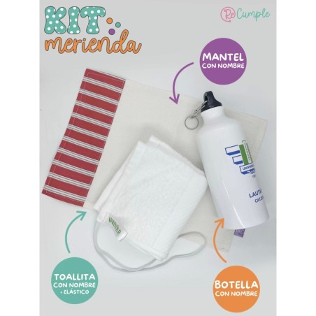 KIT MERIENDA botella mantel toalla escolar