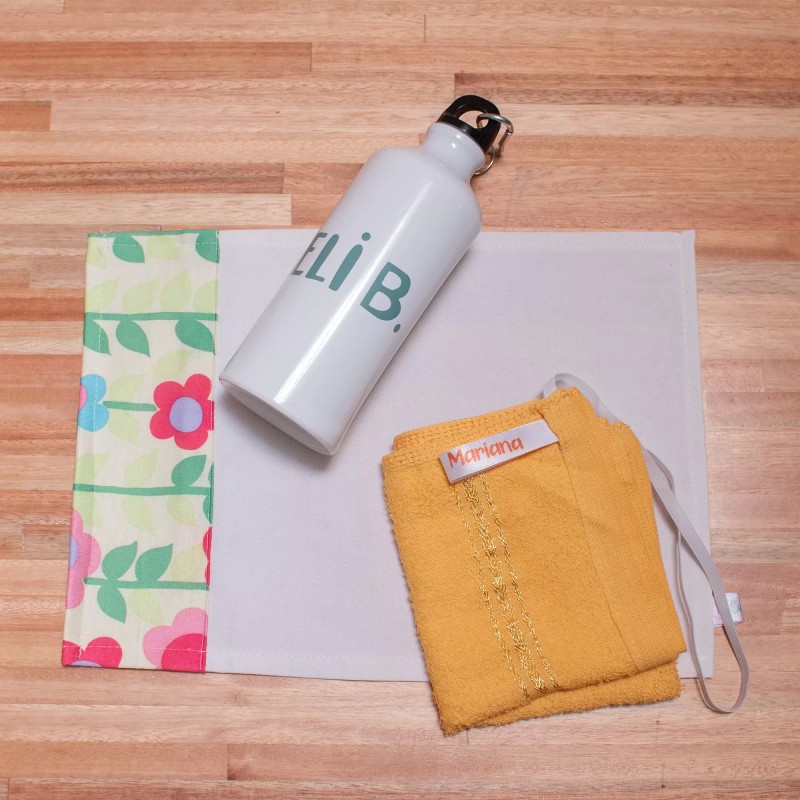 KIT MERIENDA botella mantel toalla escolar