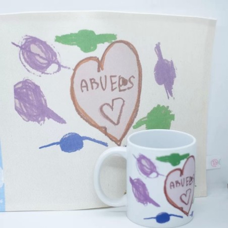 CESTO + MANTEL INDIVIDUAL + TAZA DIA DE LOS ABUELOS