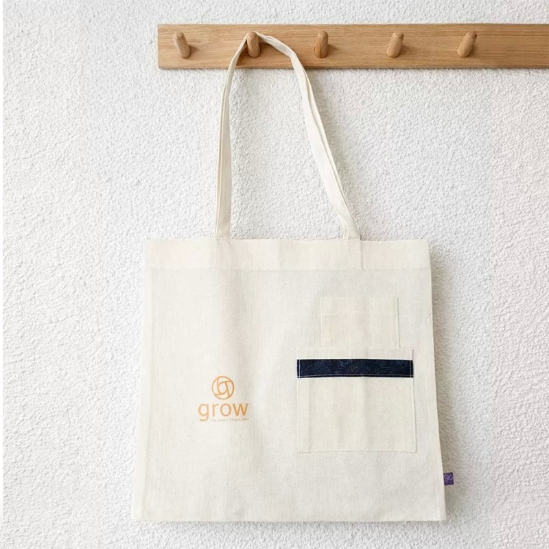 Bolsa TOTE de lienzo con bolsillo y logo