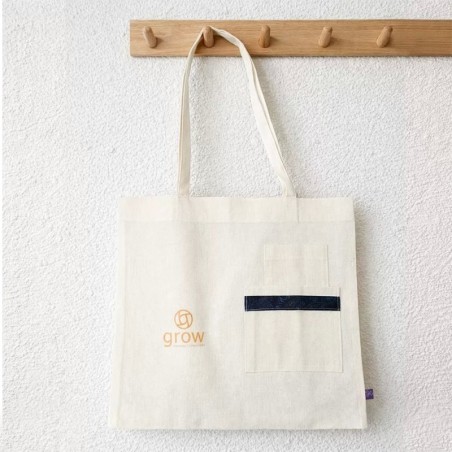 Bolsa TOTE de lienzo con bolsillo y logo