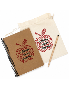 KIT MAESTRA CUADERNO + BOLSA + LÁPIZ